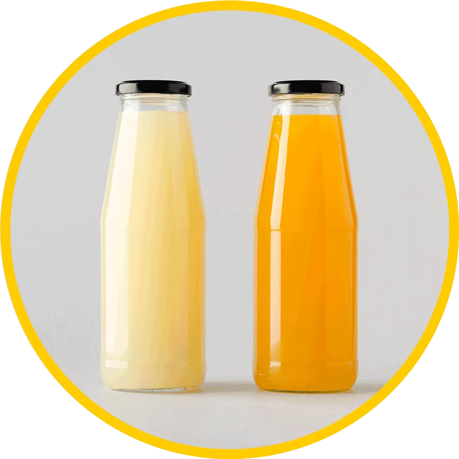 orange juices in bottles