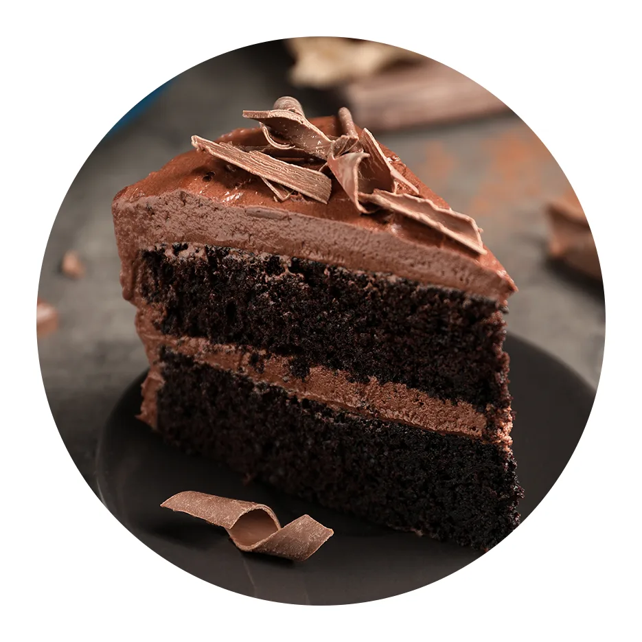 dark chocolate cake and shaving