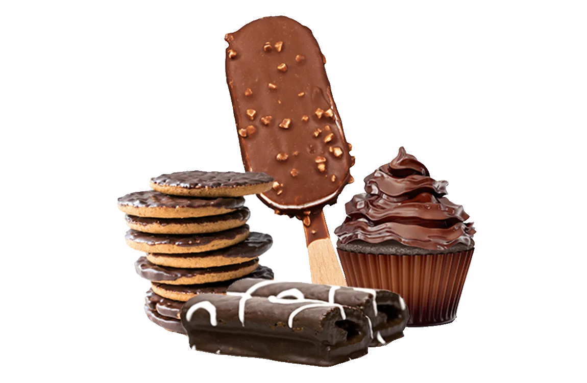 Chocolate baked items and ice cream collage