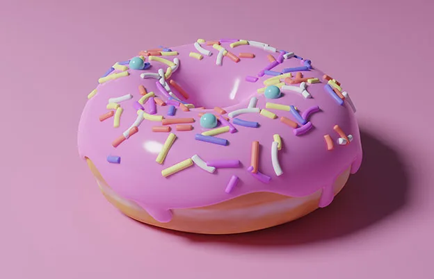 pink frosted donut