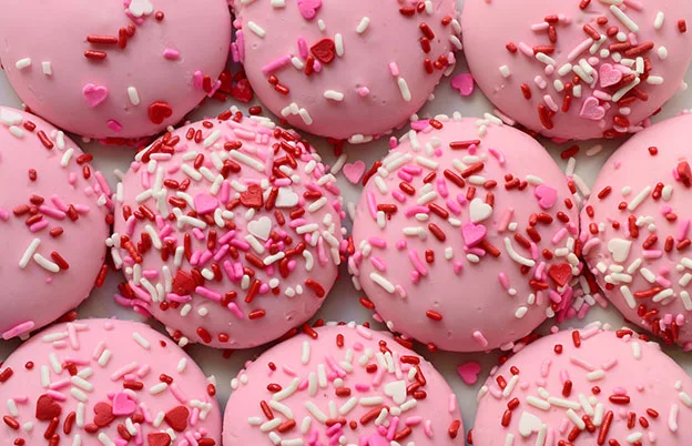 pink cookies with sprinkles