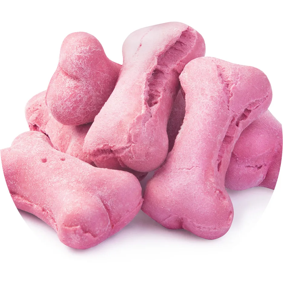 pink dog biscuits