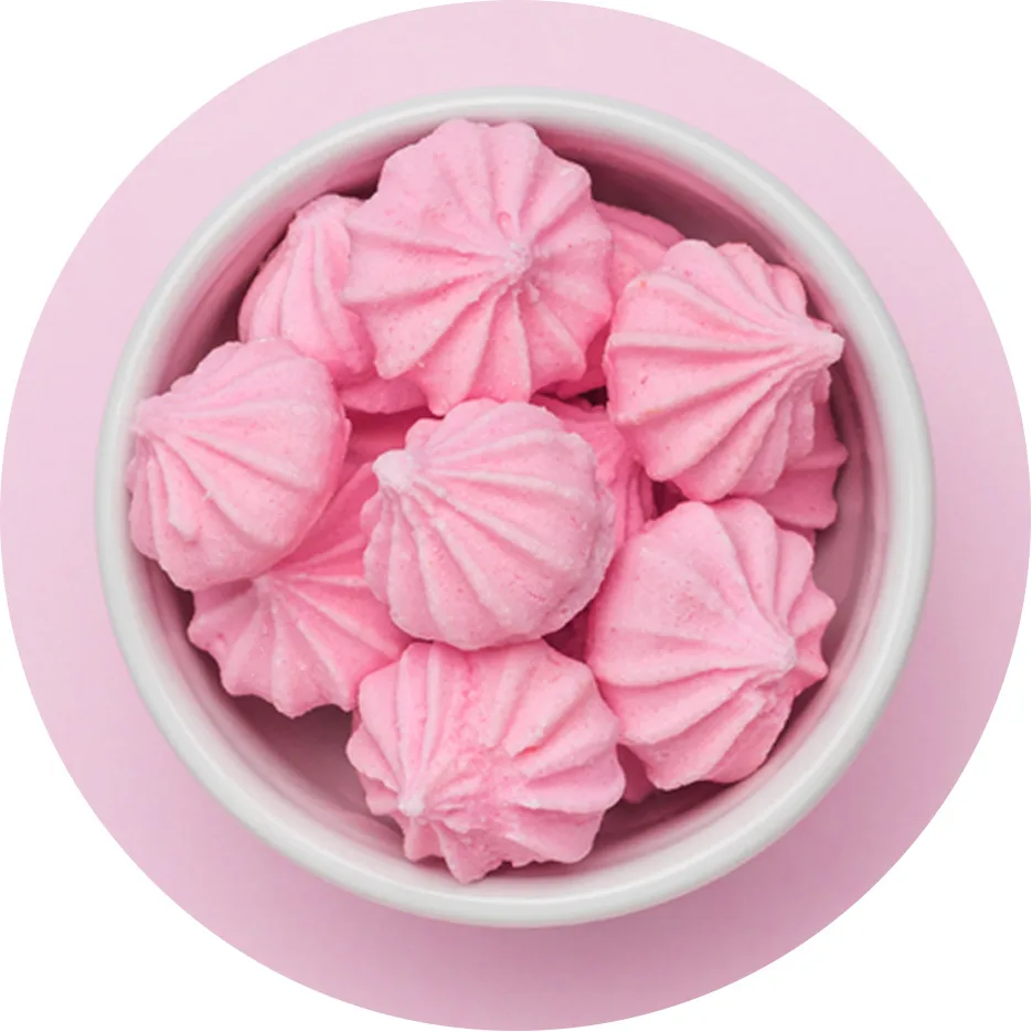 pink candies in bowl