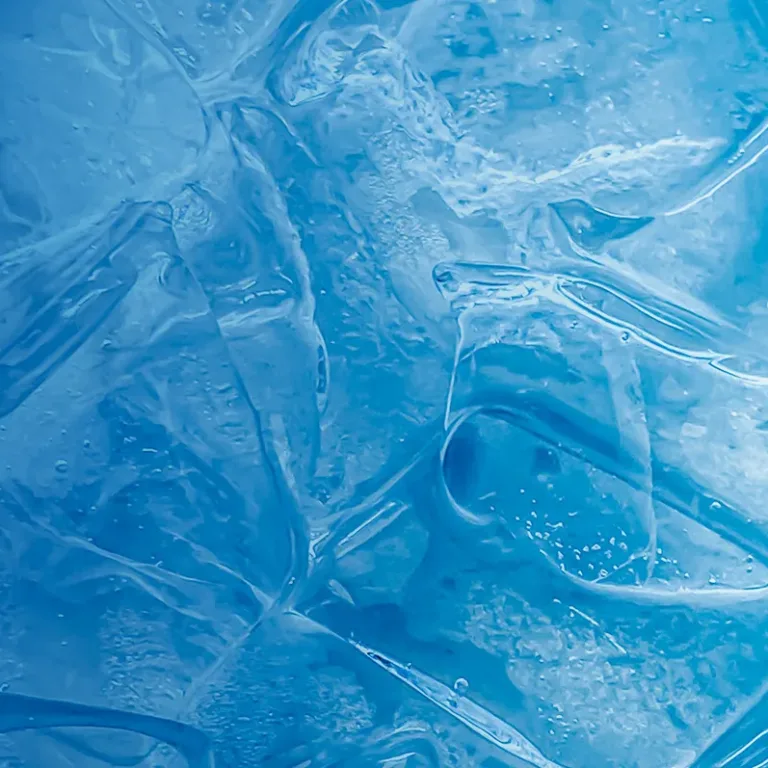 blue liquid in ice